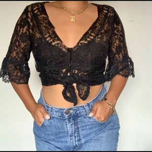 Ann Taylor LOFT Black Laced Up Blouse Button Up